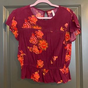 Cinched Waist Floral Top